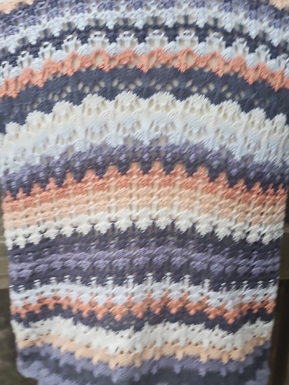 Universal Thread Striped Openwork Knit Crochet Tank Blue Beige Orange L - Picture 5 of 7
